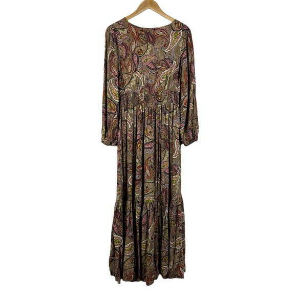 Rusttydustty Maxi Dress Size Medium Paisley Brown Tan - Picture 2 of 12